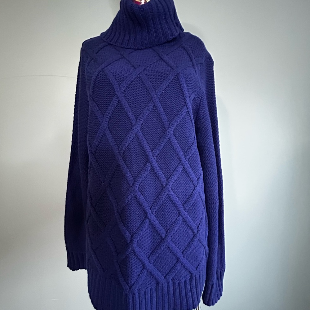 IZOD Women's Cable Knit Turtleneck Sweater - Navy NEW WITH TAGS
